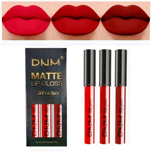 AMY'S DIARY 3Pcs Dark Deep Ruby Light Rose red Brown red Matte Liquid Lipstick Sets for Women 24-hour Matte+Lipstick Lipsticks Lip Stain Gloss Long Lasting 24 Smudge Waterproof