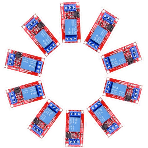 Valefod DC 5V Relay Module 1-Channel Relay Switch with Optocoupler Isolation High/Low Level Trigger, Pack of 10