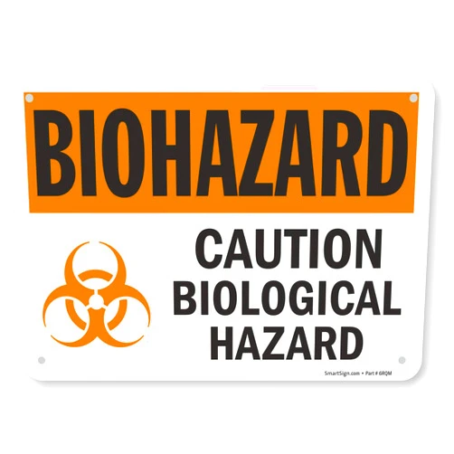 SmartSign 7 x 10 inch “Biohazard - Caution, Biological Hazard” Sign with Symbol, Digitally Printed, 55 mil HDPE Plastic, Black and Orange
