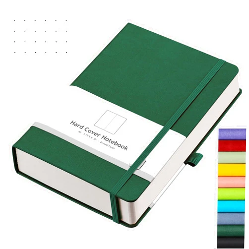 AHGXG Bullet Dotted Journal - 320 Numbered Pages Dot Grid Notebook A5 Thick Journal, 100gsm Thick Dotted Paper, Leather Hardcover,Inner Pocket, 5.75'' × 8.38'' - Green