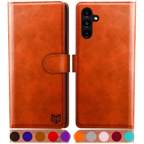 SUANPOT for Samsung Galaxy A15 5G Wallet case with RFID Blocking Credit Card Holder,Flip Book PU Leather Protective Cover Women Men for Samsung A15 Phone case Light Brown