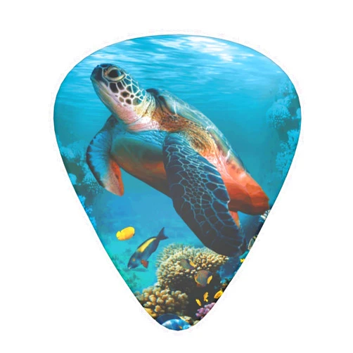 OUZPGAQ Sea Turtle 12 Pack Guitar Picks Guitar Plectrums for Electric Acoustic Bass Guitar（Includes Thin Medium Heavy Gauges 0.46 0.71 0.96mm）