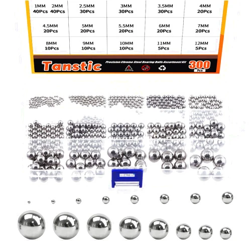 Tanstic 330Pcs 16 Size Metric Precision Steel Bearing Steel Ball Assortment 1mm 2mm 2.5mm 3mm 3.5mm 4mm 4.5mm 5mm 5.5mm 6mm 7mm 8mm 9mm 10mm 11mm 12mm