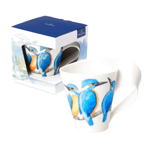 Villeroy & Boch NewWave Café Coffee Mug King Fisher, 300 ml, Height: 11 cm, Premium Porcelain, Blue/Multicolour