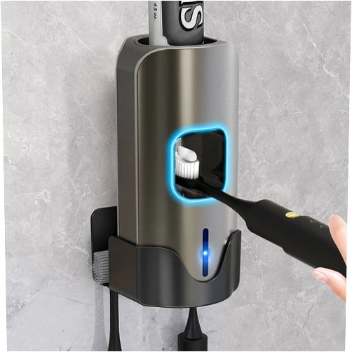 TuCao Automatic Toothpaste Dispenser Wall Mounted - Smart Touchless Toothpaste Squeezer with 3 Adjustable Levels, 2 Toothbrush Holders- for Kids and Adults, Bathroom Essentials