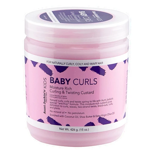 Aunt Jackie's Kids Baby Curls, Moisture Rich Curling and Twisting Custard for Naturally Curly, Coily and Wavy Hair, 15 oz