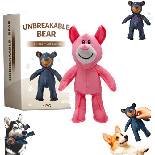 Generic 2025 Upgrade Unbreakable Bear Dog Toy, Unbreaka Bear Dog Toy, 2025 Best Chew-Proof Bear, Indestructible Bear for Heavy Chewers Large Dogs, Durable Stuffed Bear, Unbreakable BearToy (1pcs Pink)