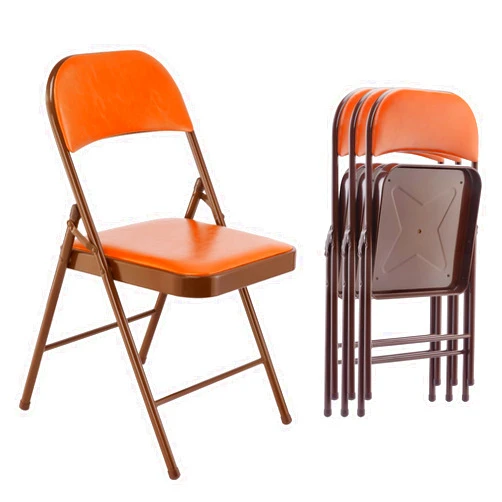 SKOK 4 Pack Padded Folding Chairs with Upholstered Cushion & Back, Padded Seats for Outdoor & Indoor, Portable Stackable Commercial Foldable Chairs with Metal Frame for Events, Wedding Party, 330lbs