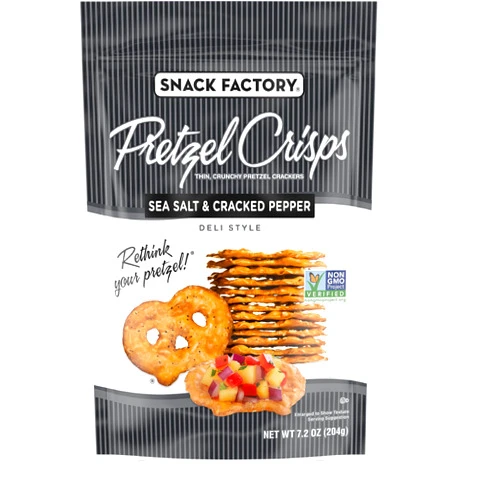 Snack Factory Pretzel Crisps, Sea Salt & Cracked Pepper, 7.2 Oz