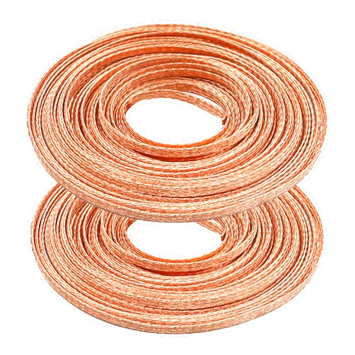 Fachoik Copper Braided Cable, 33ft X 2ROLL 6mm Flat Copper Braid Ground Strap Wire,Flexible Shielding Wire Mesh