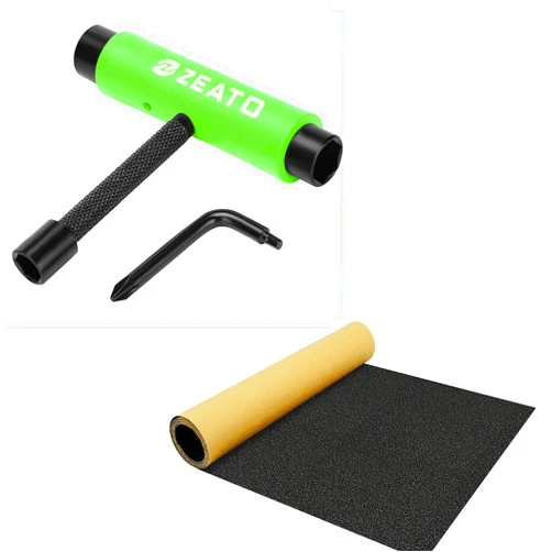 Zeato Upgrade Skatboard T Tool and Grip Tape Sandpaper Sheet