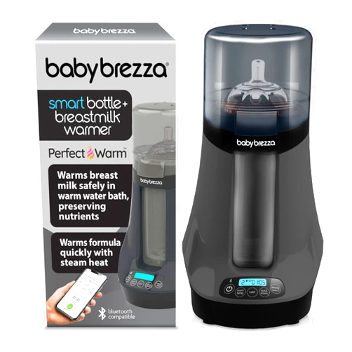 Baby Brezza Smart Baby Bottle Warmer, Breastmilk Warmer + Defroster + Baby Food Warmer - Universal Fit for All Baby Bottle Sizes and Types, Breastmilk Bags + Food Jars - Bluetooth Control, Charcoal