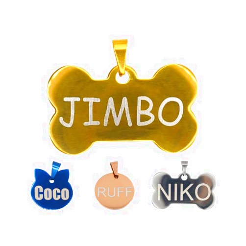 El Perro Inglés Stainless Steel Pet ID Tag, Personalized Dog & Cat Tag, Laser Engraved on Both Sides, Available in Different Sizes & Colors.