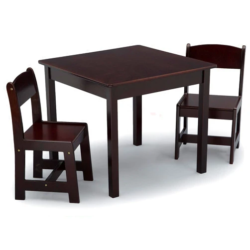 Delta Children MySize Kids Wood Table and Chair Set (2 Chairs Included) - Ideal for Arts & Crafts, Snack Time, Homework & More - Greenguard Gold Certified, Dark Chocolate, 3 Piece Set