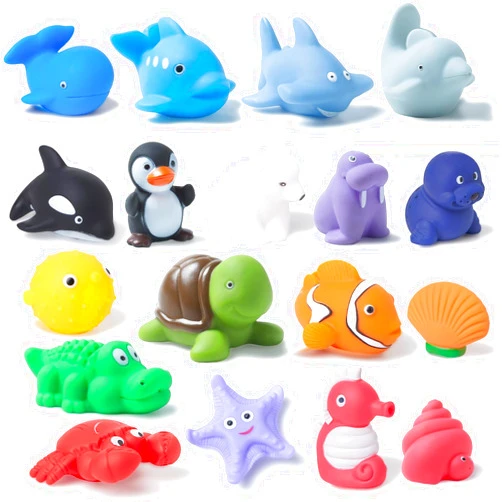 XY-WQ Bath Toys No Hole, for Infants 6-12& Toddlers 1-3, No Hole Bathtub Toys (Sea Animals, 18 Pcs with Mesh Bag)