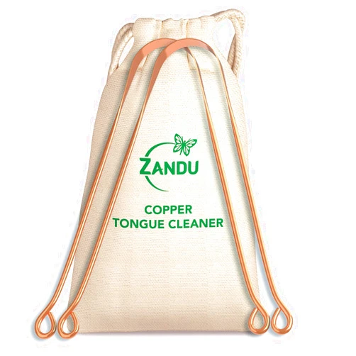 Zandu Copper Tongue Cleaner (Pack of 2) :an Anti-Microbial Tongue Cleaner for Managing Oral Health, Reduces Bad Breath & Supports Digestive Health, Comfortable & Flexible Handle, Easy & Safe to Use
