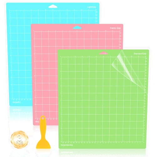 Chyaya 3 Pack Cutting Mats, 12x12 Cutting Mats for Cricut Maker 3/Maker/Explore 3/Air 2/Air/One, Reusable Adhesive Cutting Mats Accessories (StandardGrip, LightGrip, FabricGrip)