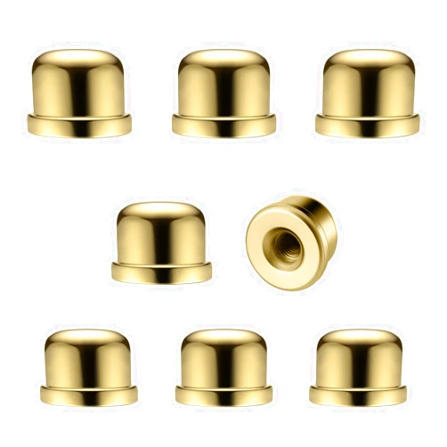 Canomo Pack of 8 Solid Metal Lamp Finials Caps tapped 1/4-27 for Lamp Shade Holder Harp, 1/2 Inch Tall, Gold