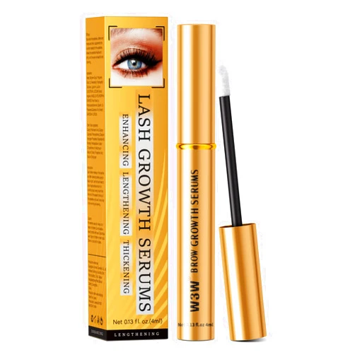 W3W Eyebrow Growth Serum,Natural Eyebrow Serum Enhancer For Fuller and Thick Longer Brows in 4 Weeks,4ML Eyebrow Serum To Grow Brows,Lash and Brow Serum Plant Extracts(Gold)