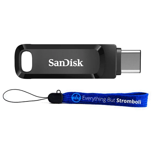 Everything But Stromboli SanDisk Ultra Dual Drive Go 256GB USB Flash Drive Type C & Type-A for Smartphones, Tablets, & Computers - USB 3.1 High Speed Pen Drive (SDDDC3-256G-G46) Bundle with 1 Everything But Stromboli Lanyard