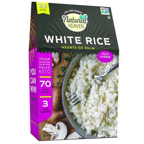 Natural Heaven Rice, Hearts of Palm White Rice, Gluten Free, Vegan, Low Carb Rice for a Keto Snack or Healthy Food Meal, 9 Oz