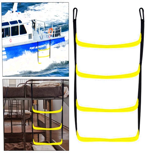 WBCBEC Boat Ladder Marine Rope Ladder Assist Boarding Rope Ladder, 4 Steps Reusable Portable Nylon Ladder for Inflatable Boat Yacht Kayak Canoeing Motorboat