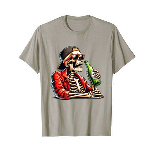 Funny Beer Drinking Skeleton Halloween Beer Lovers Skeleton Beer Drinking Sunglasses Funny Halloween Beer Lover T-Shirt