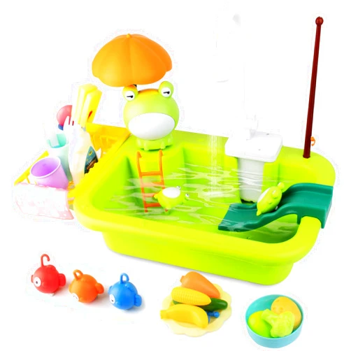 Farafox Play Sink with Running Water, Kitchen Sink Toys with Automatic Water Cycle System,Kids Kitchen Role Play Dishwasher Toys/Play Kitchen Toy Accessories for Boys Girls