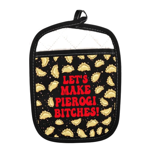 JNIAP Pierogi Pot Holder Pierogi Lover Gifts Pierogi Maker Hot Pad Pierogi Queen Gift Polish Dumplings Oven Pads Polish Poland Oven Mitt (Make PIEROGIES ph)