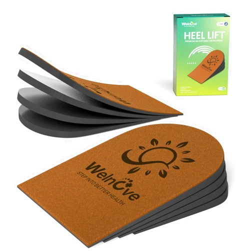 Welnove Adjustable Heel Lift Inserts for Shoes - Welnove 4 Layers Orthopedic Shoe Lifts for Women Uneven Legs Leg Length Discrepancy Heel Pain - Heel Insert (Brown,Size M Pack of 2)
