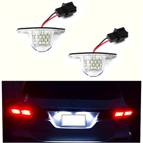 Gempro 2Pcs LED License Plate Light Lamp Assembly For Honda Jazz Crosstour Odyssey Stream Insight HR-V FR-V CR-V Edix, Powered by 18SMD Xenon White LED Lights