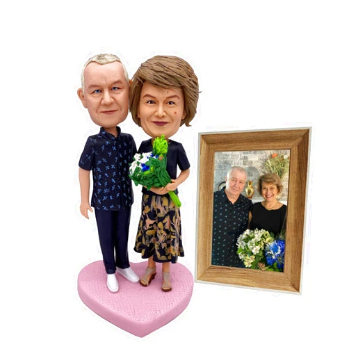coloves Personalized Fully Custom Made Figure Bobblehead Two Person Figurines Bespoke Portrait Sculpture for Loves Friends and Couple 18CM