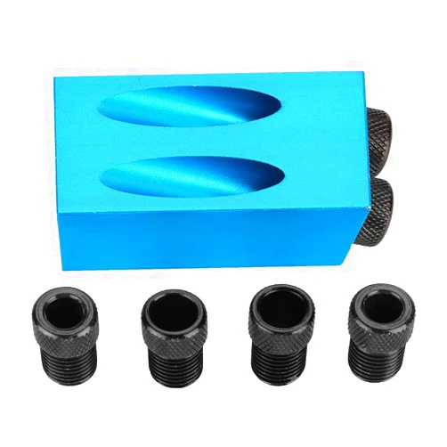 Hilitand Pocket Hole Jig Kit, 15 Degree Woodwork Oblique Hole Positioner 6/8/10mm for Woodworking Angle Drilling Holes, Angle Carpentry Locator Jig