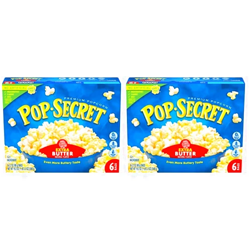 Pop Secret Extra Butter Flavor Popcorn, 3.2 Oz, 6 Ct (Pack of 2)