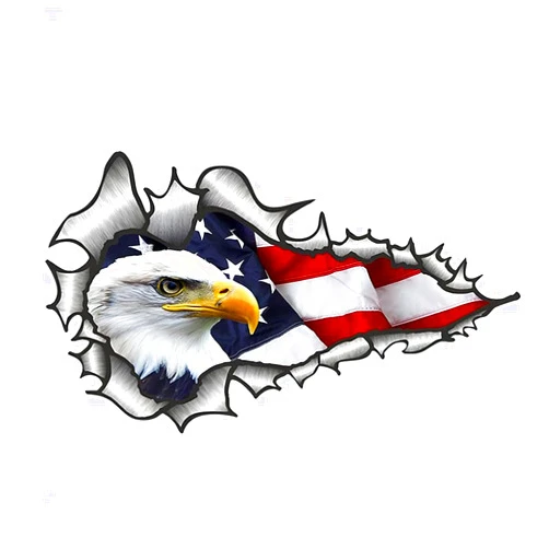 Generic 2 Pack American Bald Eagle Flag Car Decal Sticker, 7.48X4.33 Inch Patriotic Eagle Truck Decal Waterproof Bumper Sticker for Car Truck Trailer SUV Van Outdoor Window Wall Laptop Tablet Glass (Number 2)