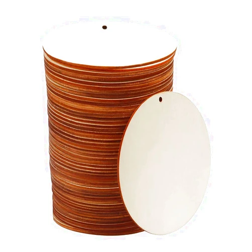 WLIANG 50 Pcs 4 inch Rounds Wooden Tags Unfinished Wooden Round Circles with Holes, Blank Wood Discs Cutouts Wood Circles Ornaments Hanging Tags for DIY Crafts, Party, Christmas, Home Decorations