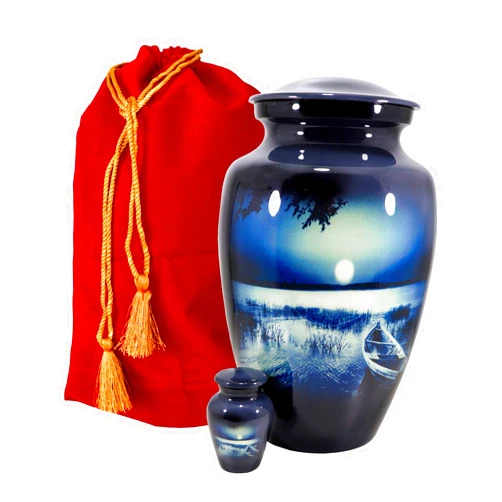 THE ASCENT MEMORIAL Urns for Human Ashes Adult Male Female | Handcrafted Large Handcrafted Funeral Cremation Urns | Complimentary Mini Keepsake Token | Velvet Carry Bags for Keepsake and Urn