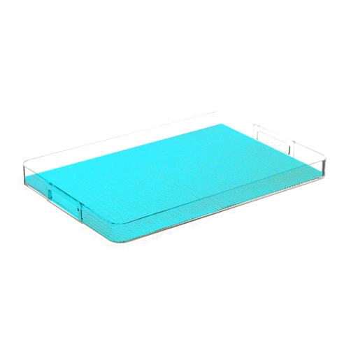 Kraftware Fishnet Collection Rectangular Serving Tray, 19x13 inch, Teal