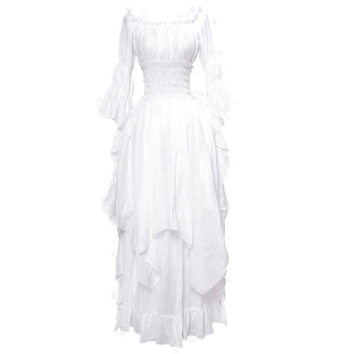 Luwita Medieval Dress for Women Vintage Renaissance Costumes Pirate Peasant Dresses Halloween Floor Length Long Dresses