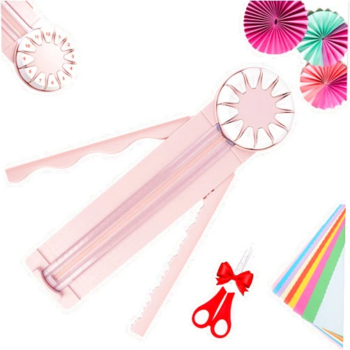 Grishay Paper Craft Edge Cutter, 12 in 1 Paper Crafting Edge Trimmer, Multifunctional Scrapbooking Edge Cutter, Paper Dial Trimmer Dial Trimmer, Paper Cutter,Paper Cutters for Crafting (Pink)