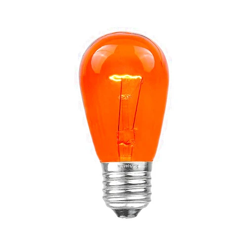 Novelty Lights 25 Pack S14 Outdoor Patio Edison Replacement Bulbs, E27 Medium Base, Amber/Orange, 11 Watt