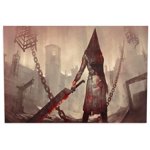 Sftghdrgsad Silent Hill (Pyramid Head) Poster Canvas Wall Art Picture Home Decor (12×18inch- Framed)