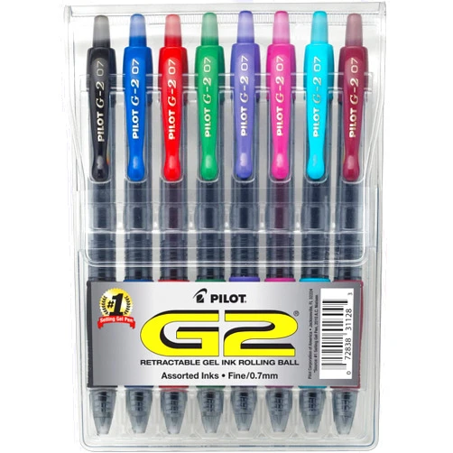 Pilot G2 Premium Gel Pens, Gel Roller Pens, Fine Point 0.7 mm Assorted Colors 8