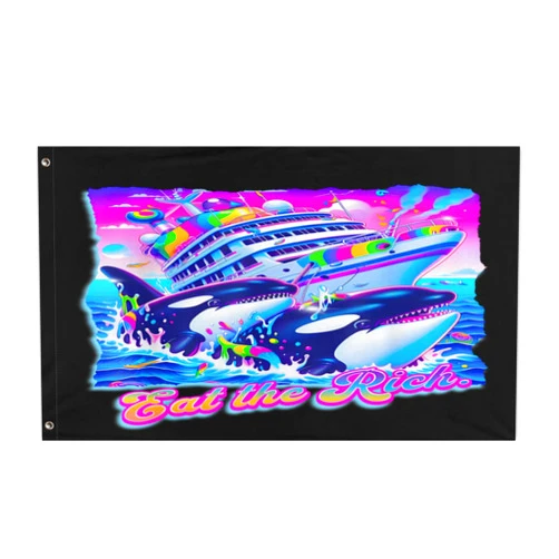 VCAVRQQJD Eat the Rich Whale 90s Orca Funny Whale Animal Yacht Retro Eat the Rich Whale 90s Orca Funny Whale Animal Yacht Retro Double Printed Party Supplies Backdrop Wall Decor for Outdoor Indoor House Garden