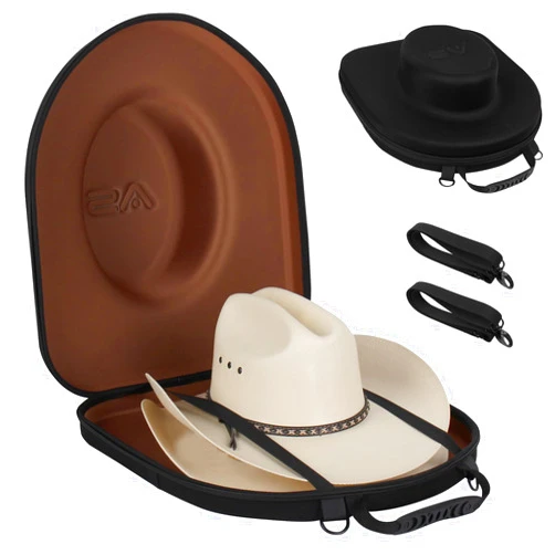 Anysiny Hat Box for Travel-Crush Proof Hat Travel Case for Cowboy Hats Holder Storage Box Organizer Cap Carrier with Adjustable Carry Strap (Cowboy-Black Brown, Large-Cowboy Hat Case)