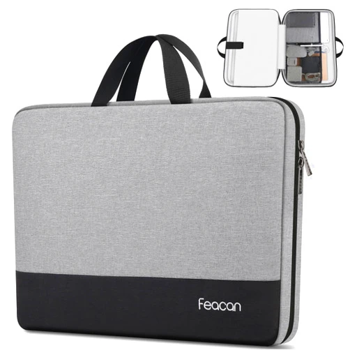FEACAN 15.6 inch Laptop Sleeve, TSA Laptop Case Briefcase for Acer/Dell/HP/Lenovo/ASUS Notebook Ultrabook Chromebook, Water Resistant Handle Carrying Computer Bag, Gifts for Men Women, Gray