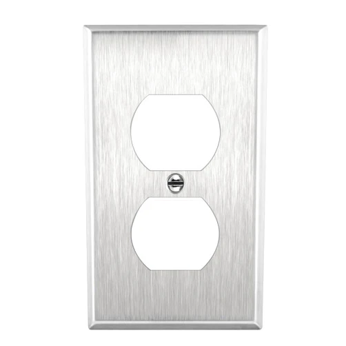 ENERLITES Duplex Receptacle Metal Wall Plate, Stainless Steel Outlet Cover, Corrosion Resistant, Size 1-Gang 4.50