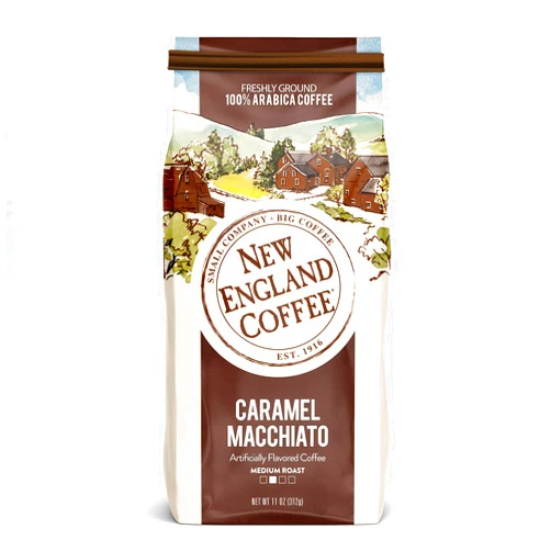 By New England Coffee New England Coffee Caramel Macchiato Medium Roast Ground Coffee, 11oz Bag (Pack of 1)