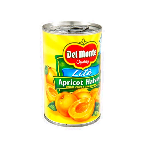 DEL MONTE Lite Apricot Halves in Extra Light Syrup, Canned Fruit, 15 oz can(12 Pack)