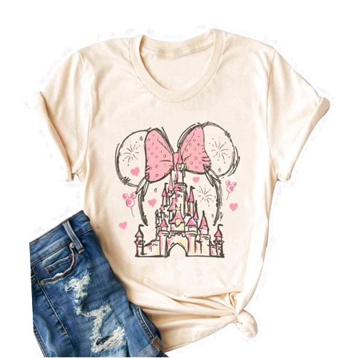 Ykfim Magical Shirt for Women Castle Graphic Tee Magic Kingdom T Shirt Cute Holiday Vacation Shirt Short Sleeve Casual Tops
